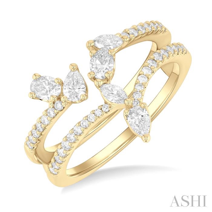 Mixed Shape Diamond Fashion Open Ring