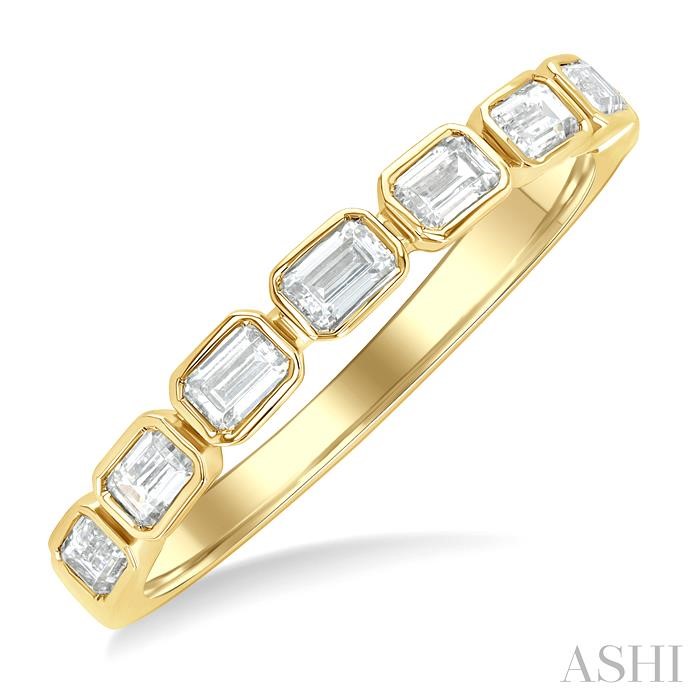 Emerald Shape East-West Bezel Set Diamond Fashion Band