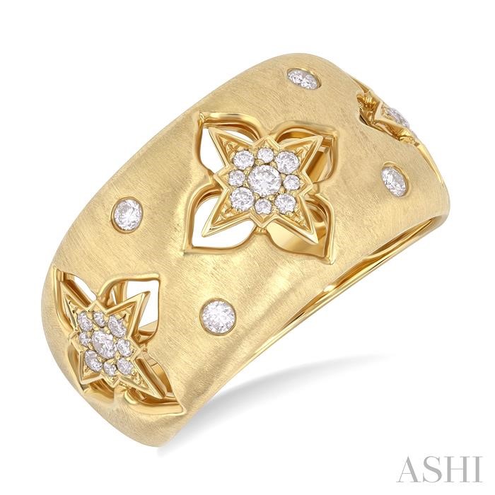 Floral Diamond Wide Band