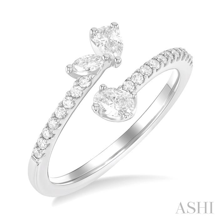 3 Stone Mixed Shape Diamond Fashion Open Ring