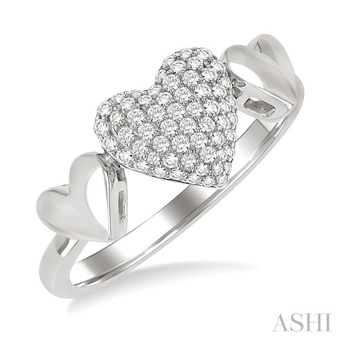 Pave-Set Heart Shape Diamond Fashion Ring