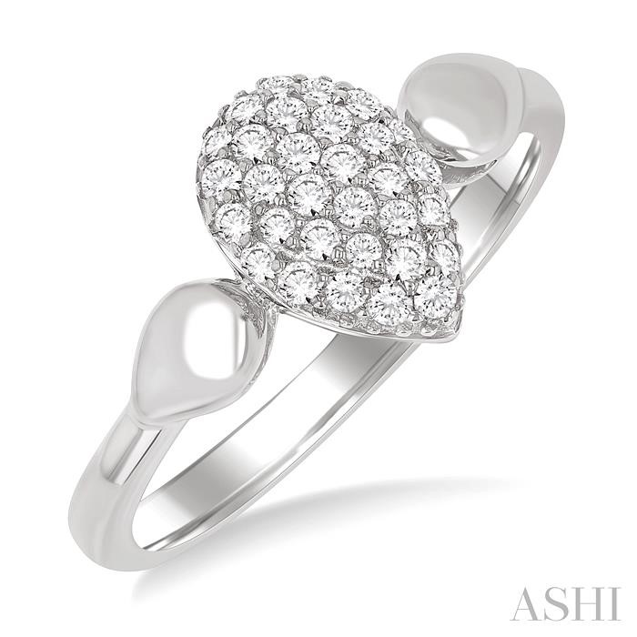 Pave-Set Pear Shape Diamond Fashion Ring