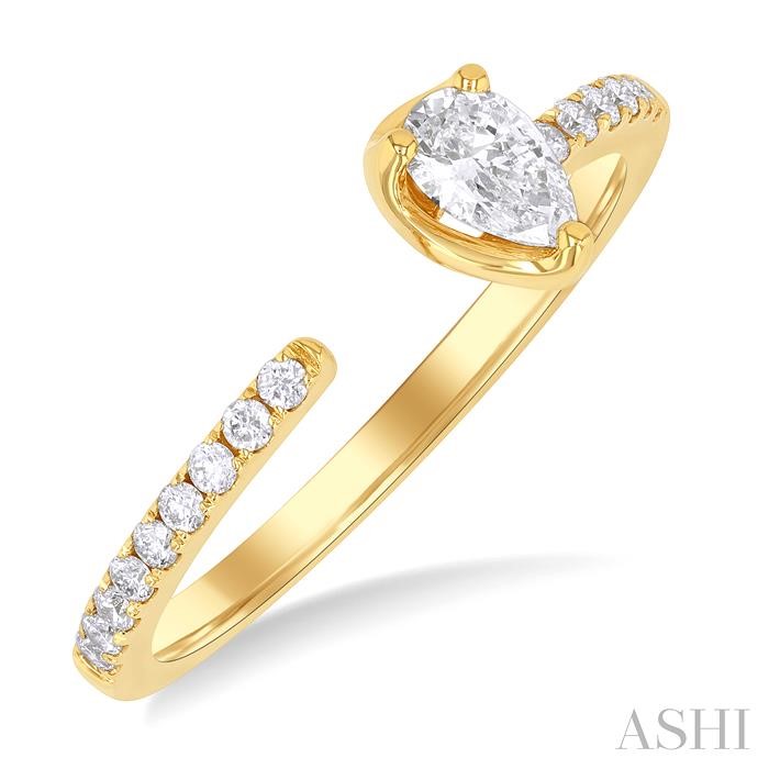 Pear Shape Diamond Fashion Open Ring