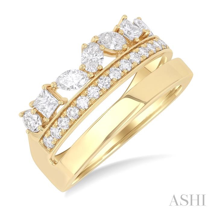 Mixed Shape Diamond Fashion Wide Band