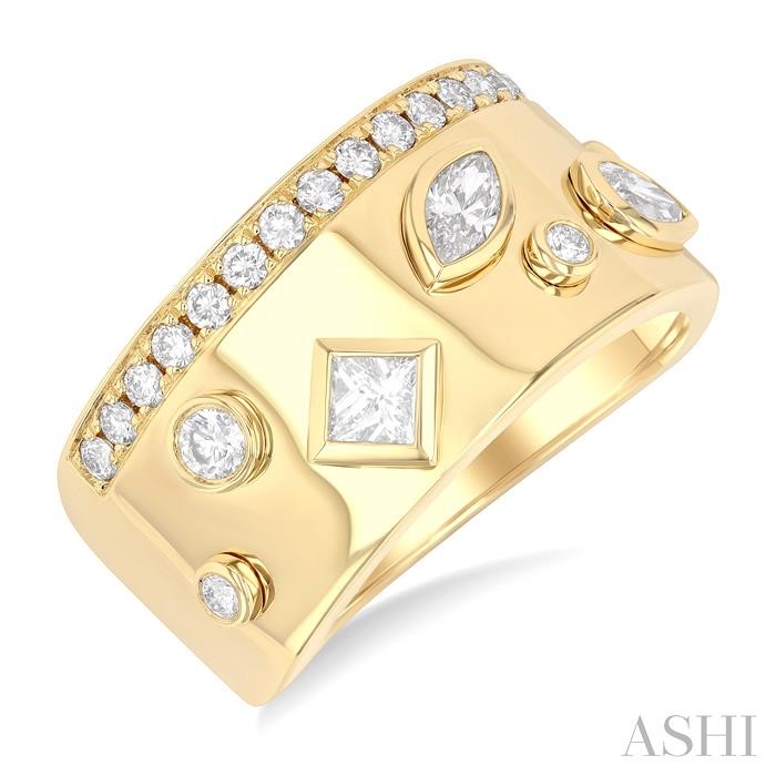 Mixed Shape Diamond Fashion Wide Band