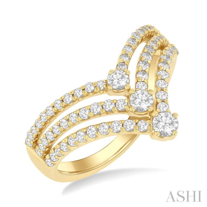 Chevron Three Row Diamond Fashion Ring