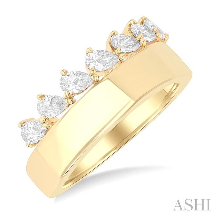 Pear Shape Diamond Fashion Wide Band