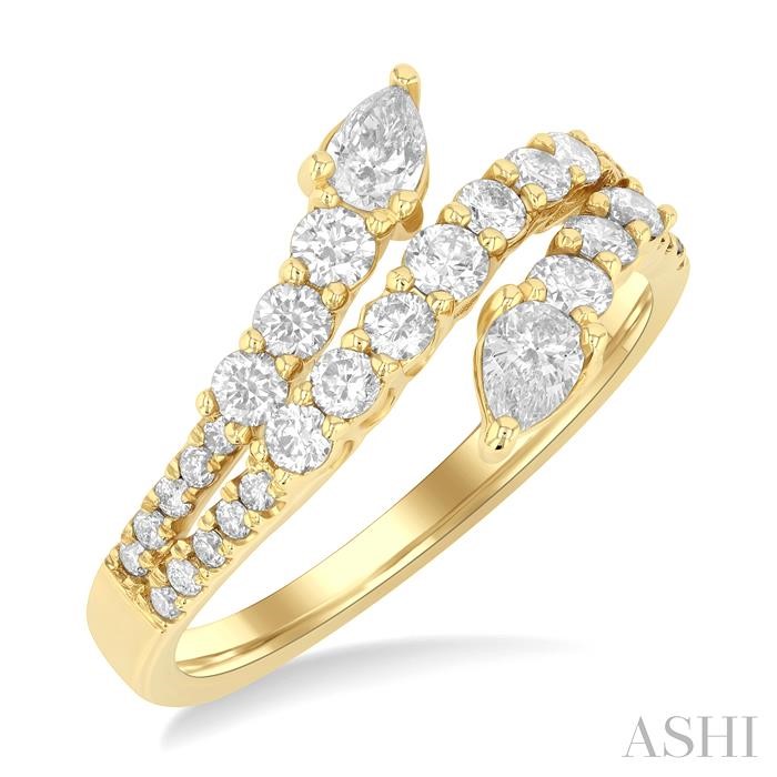 Pear Shape 2 Stone East-West Diamond Fashion Open Band