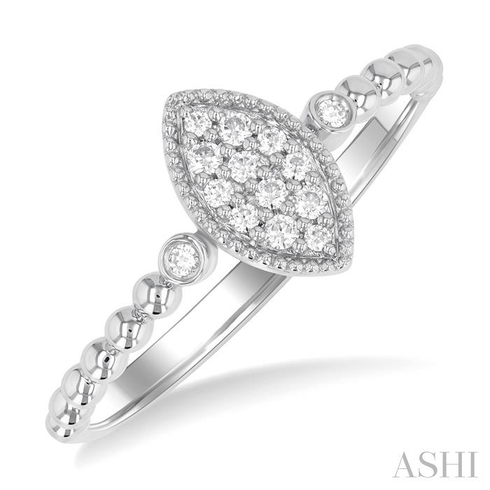 Bead Marquise Shape Petite Diamond Fashion Ring