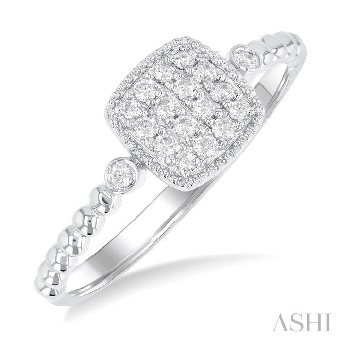 Bead Cushion Shape Petite Diamond Fashion Ring