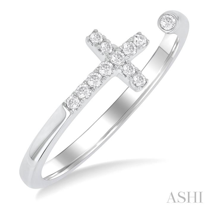 Cross Petite Diamond Fashion Open Ring