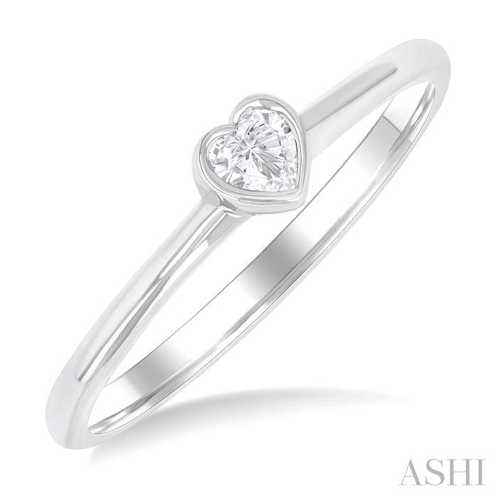 Heart Shape Bezel Set Petite Diamond Fashion Ring