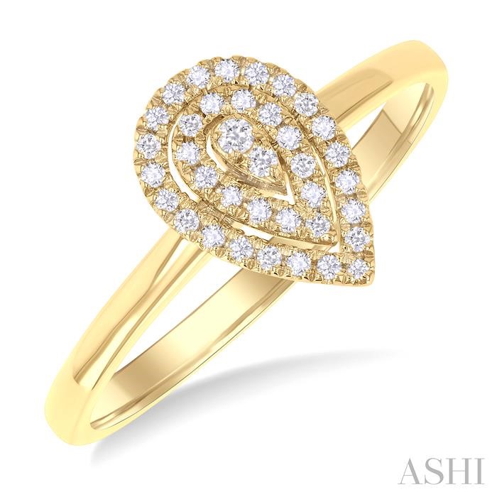 Pear Shape Petite Halo Diamond Fashion Ring