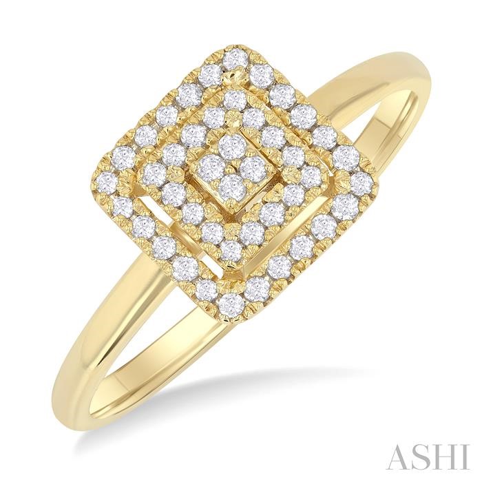 Princess Shape Petite Halo Diamond Fashion Ring