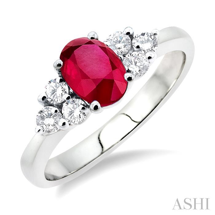 OVAL SHAPE GEMSTONE & DIAMOND RING