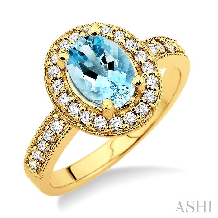 Oval Shape Gemstone & Halo Diamond Ring