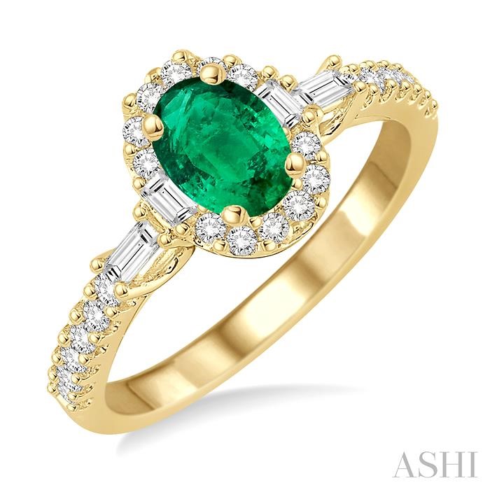 Oval Shape Gemstone & Halo Diamond Ring