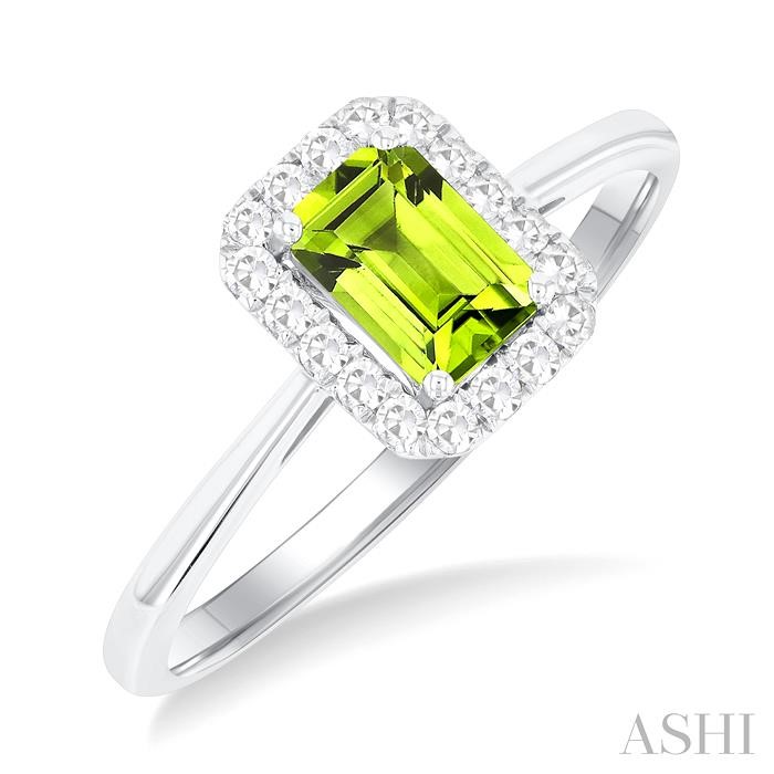 Emerald Shape Gemstone & Halo Diamond Ring