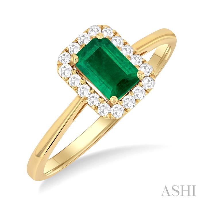 Emerald Shape Gemstone & Halo Diamond Ring