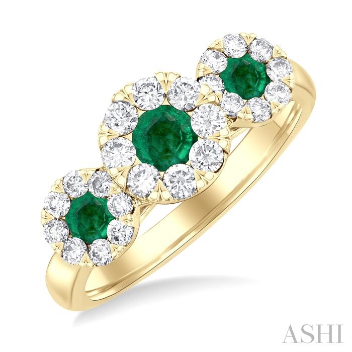 Round Shape Past Present & Future Lovebright Gemstone & Diamond Ring