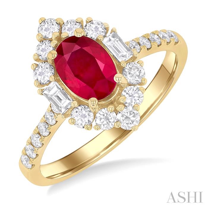 Oval Shape Gemstone & Halo Diamond Ring