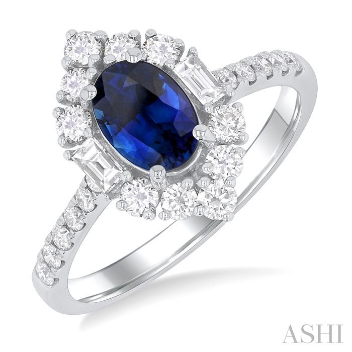 Oval Shape Gemstone & Halo Diamond Ring