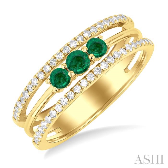 Round Shape Past Present & Future Gemstone & Diamond Layered Fashion Ring