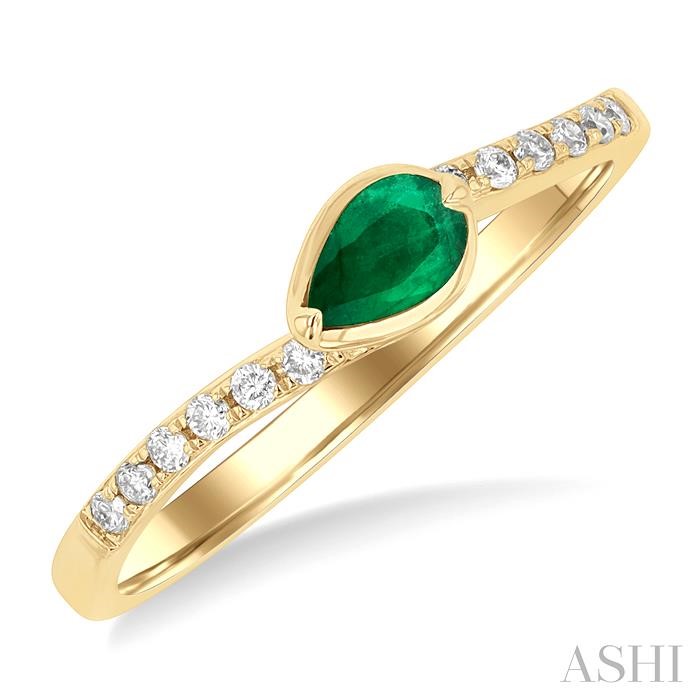 Pear Shape East-West Gemstone & Diamond Ring