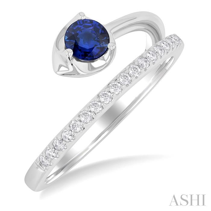 Round Shape Gemstone & Diamond Open Ring