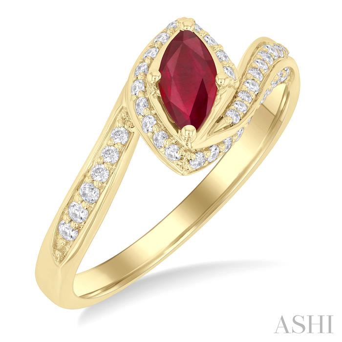 Marquise Shape Gemstone & Diamond Ring