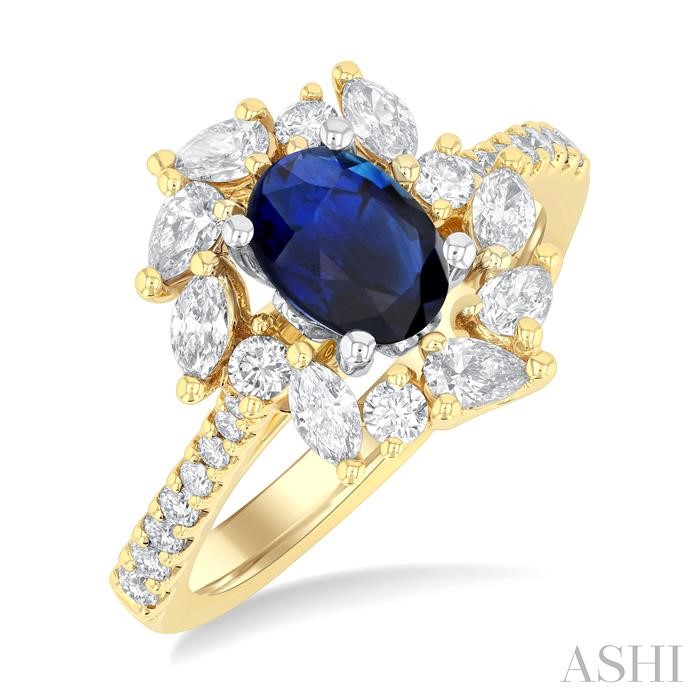 Oval Shape Gemstone & Halo Diamond Ring