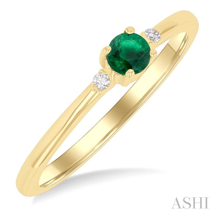 Round Shape Gemstone & Petite Diamond Ring