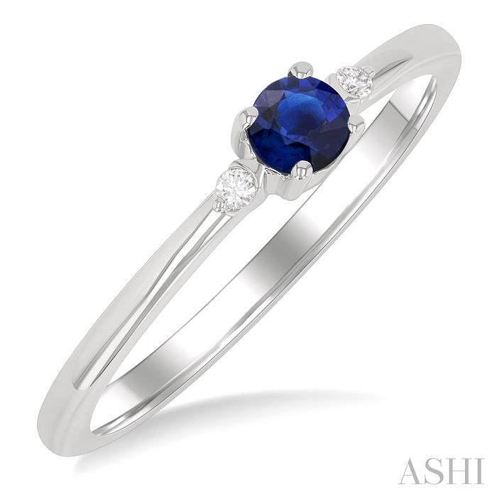 Round Shape Gemstone & Petite Diamond Ring