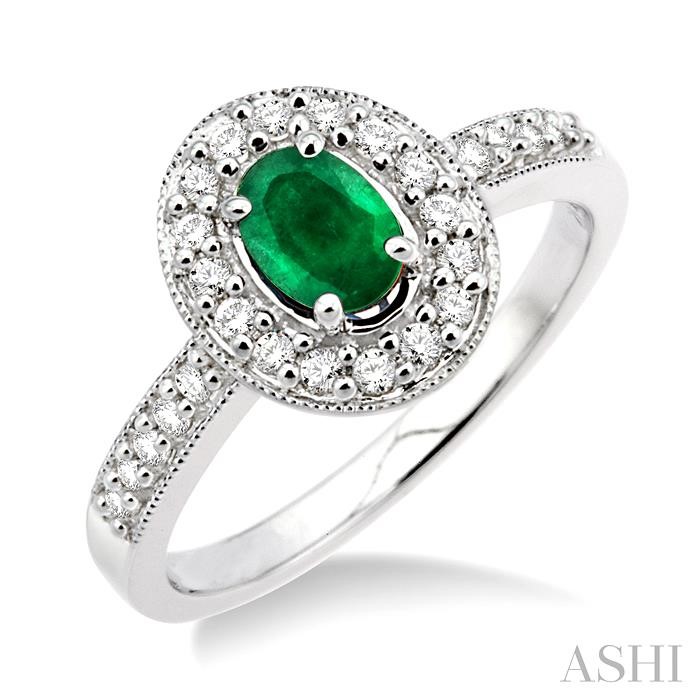 OVAL SHAPE GEMSTONE & HALO DIAMOND RING