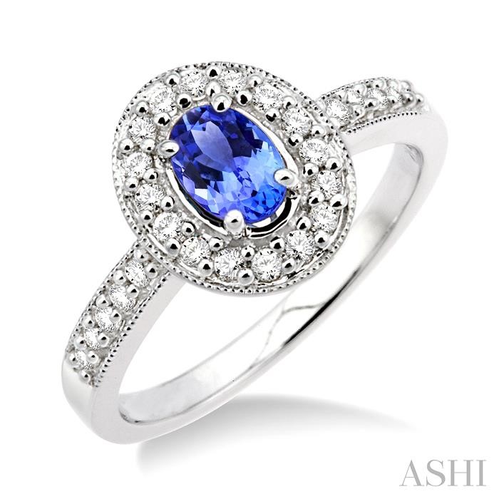 Oval Shape Gemstone & Halo Diamond Ring