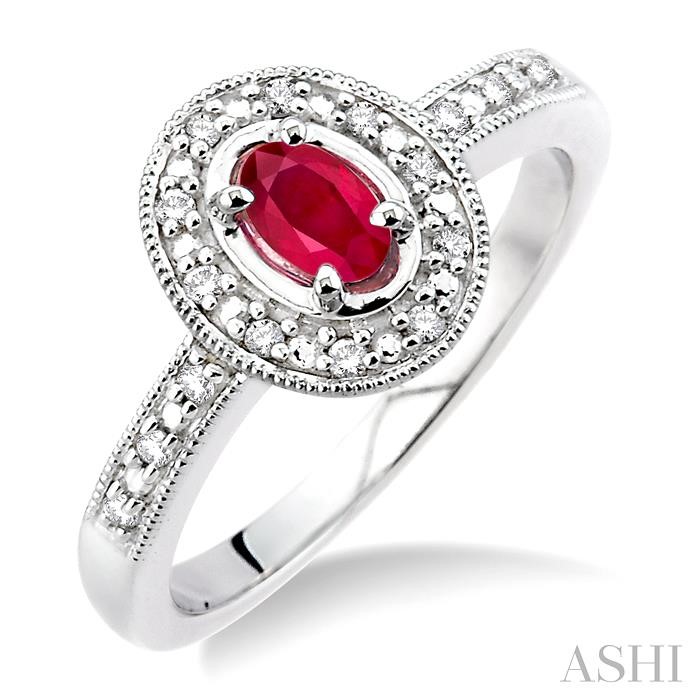 OVAL SHAPE GEMSTONE & HALO DIAMOND RING