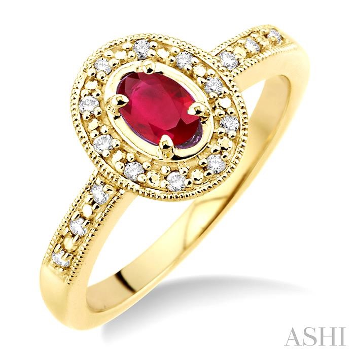 Oval Shape Gemstone & Halo Diamond Ring