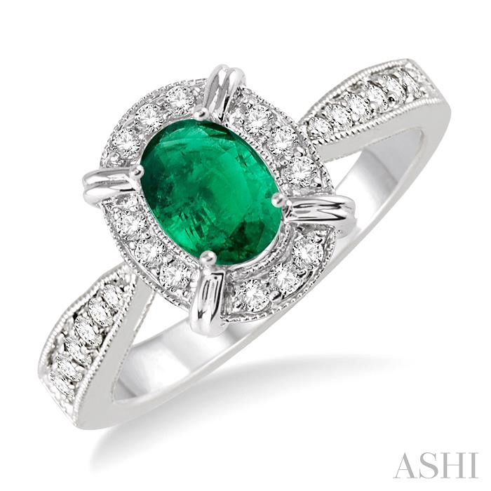 OVAL SHAPE GEMSTONE & DIAMOND RING