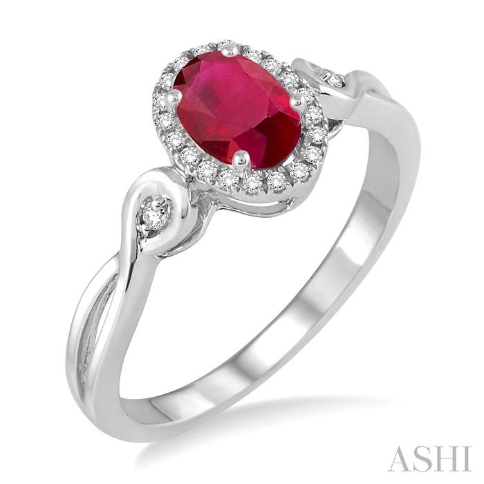 Oval Shape Gemstone & Halo Diamond Ring