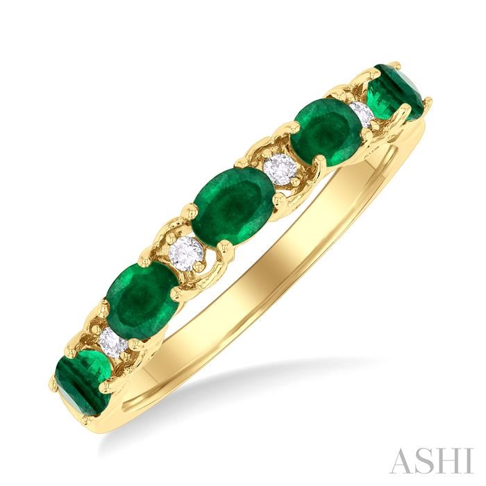 Oval Shape East-West Gemstone & Diamond Band