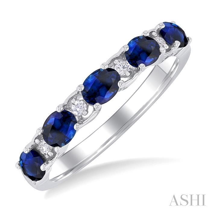 Oval Shape East-West Gemstone & Diamond Band