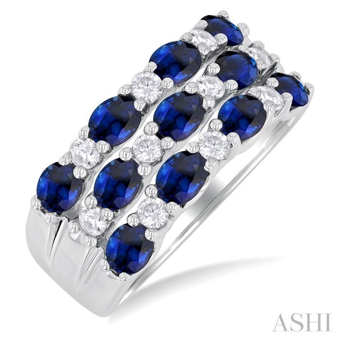 Oval Shape East-West Gemstone & Diamond Band