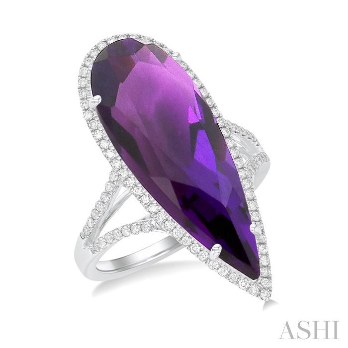 Pear Shape Gemstone & Halo Diamond Ring