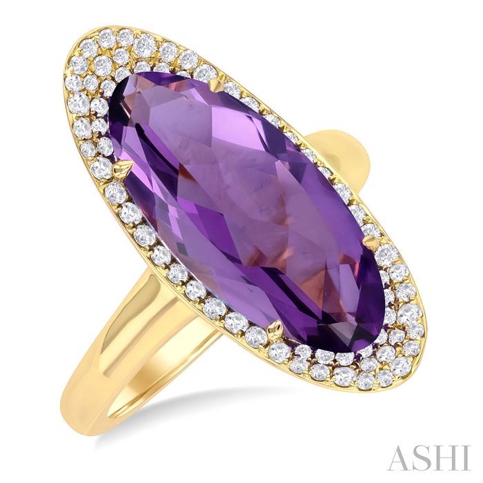 Oval Shape Gemstone & Halo Diamond Ring