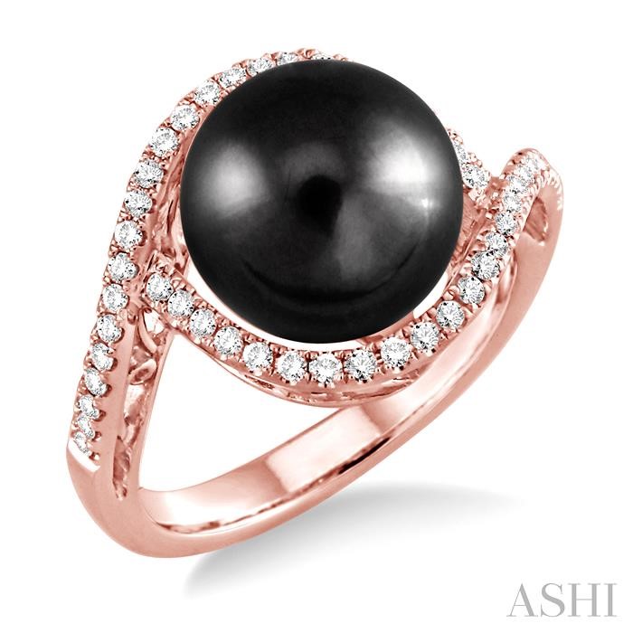 BLACK PEARL & DIAMOND RING