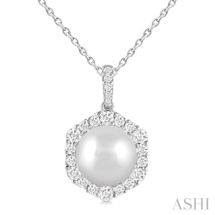 PEARL & HALO DIAMOND FASHION PENDANT