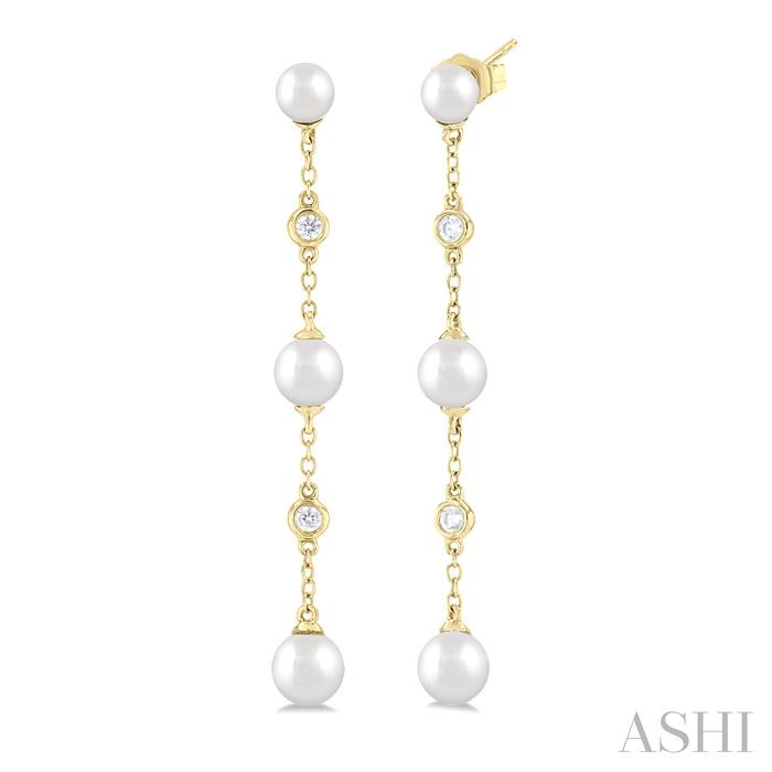 PEARL & DIAMOND STATION LONG EARRINGS