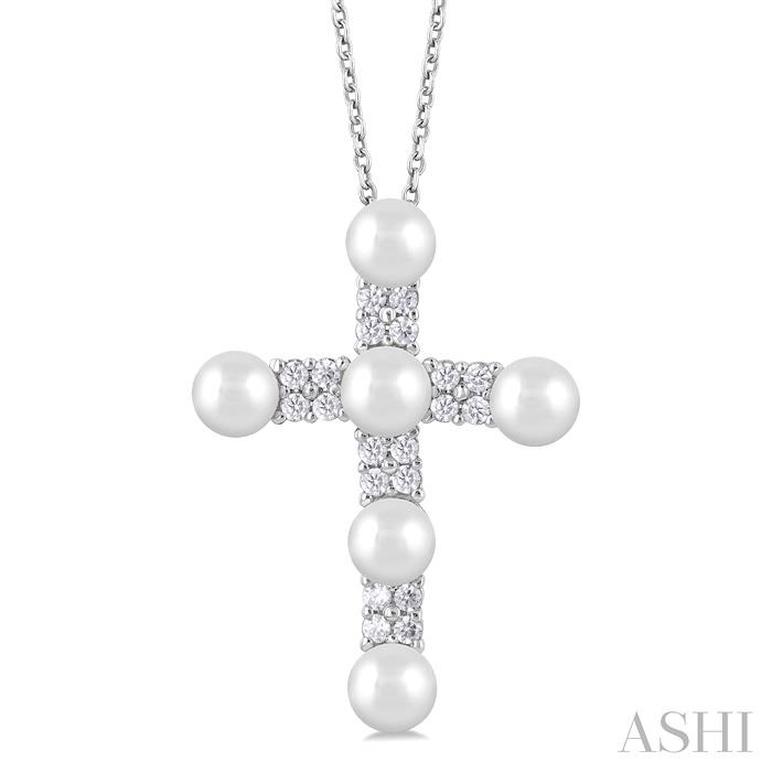 CROSS PEARL & DIAMOND FASHION PENDANT