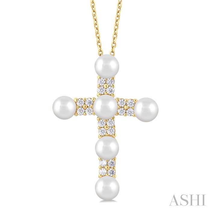 CROSS PEARL & DIAMOND FASHION PENDANT