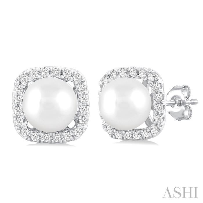 PEARL & PETITE HALO DIAMOND EARRINGS